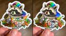 HOLOGRAPHIC STICKER: "Foodie" Raccoon with Garbage Feast