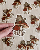 Flora West Design - Mushroom & Frog Vinyl Sticker Vintage Style