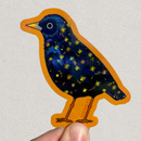 Soy Moss Art - Starling Glitter Sticker (Orange/White Background)