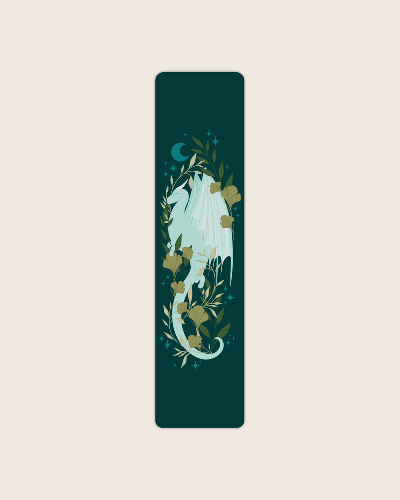 Meaggie Moos - Light Blue Lunar Dragon 2x8 Bookmark | Fantasy Bookmark 
