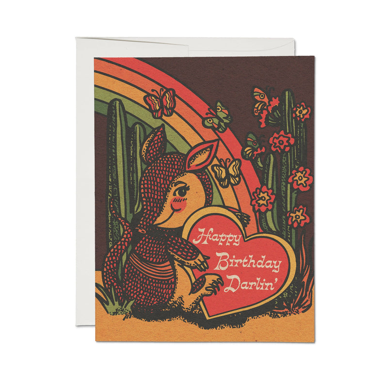 Red Cap Cards - Armadillo Birthday greeting card