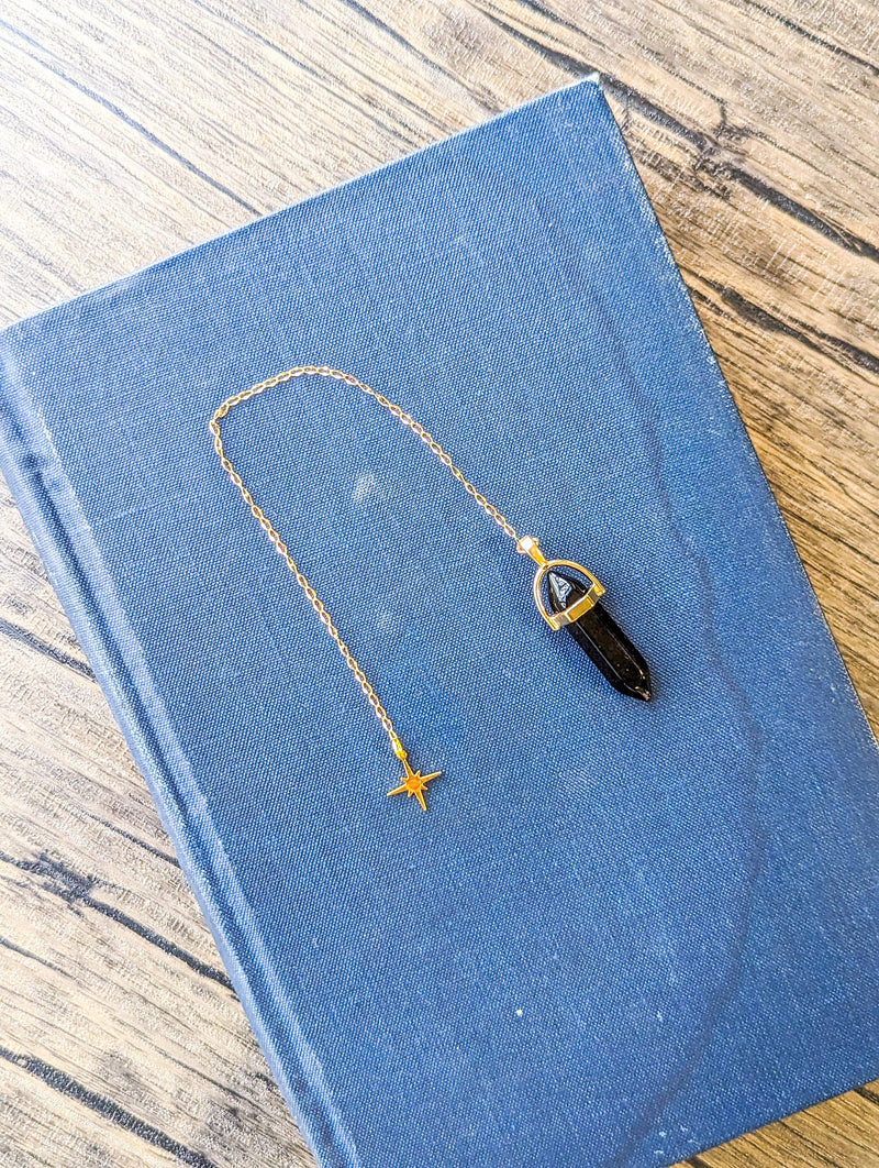 Bookish Trinkets - North Star Celestial Short Gold Chain Bookmark With Charm: White Crystal