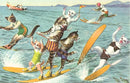 Found Image Press - Postcard KC-181 Crazy Cats Waterskiing