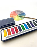 Breathe People - Watercolor Set- 12 Artist Grade Color Tin + Wood Paintbrush