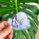 Thousand Skies - Vinyl Sticker (Transparent) Silver Moon Bunnies
