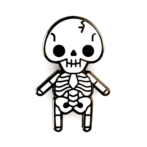 These Are Things - Skeleton Baby Enamel Pin: 1" tall