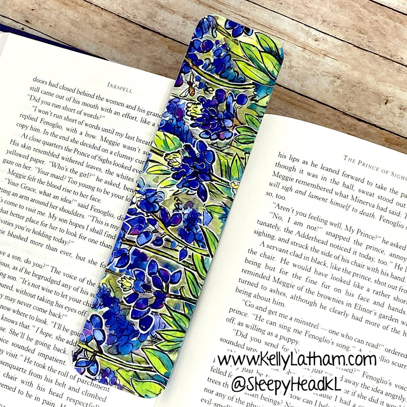 Kelly Latham Art - Texas Bluebonnets Bookmark - Bookstore, San Antonio Dallas