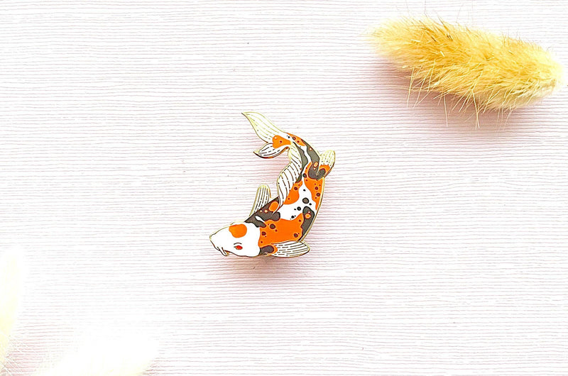 Alum and Ink - Doitsu Sanke Koi Enamel Pin: Rubber Pin Back