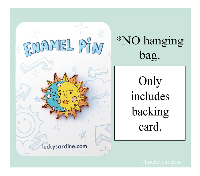 Lucky Sardine - Celestial Sun & Moon, Cosmic Stars, Retro Vintage Enamel Pin