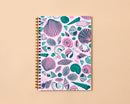 And Here We Are - Letterpress A5 Spiral Notebook—Shell Pattern (Beach, Summer)