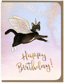 Amy Rose Moore Illustration - BIRTHDAY - Magical Flying Cat - Greeting Card 
