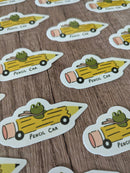 Sadsquatch - Frog in a Pencil Car - Cute Vinyl Sticker Richard Scarry