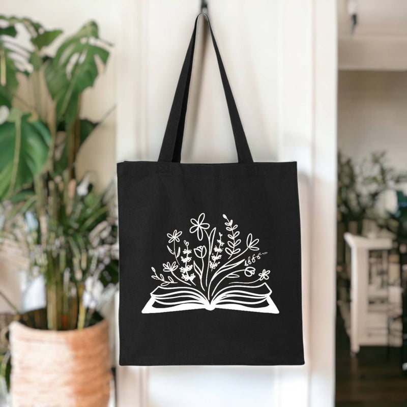 Fly Paper Products - Botanical Library Cotton Artist Designed Canvas Tote l Book l Grocer Bag