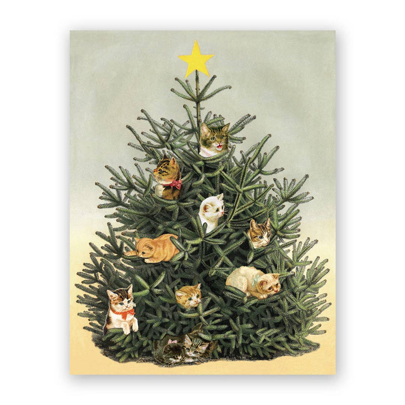 The Mincing Mockingbird - Cat Christmas Tree Greeting Card: Single
