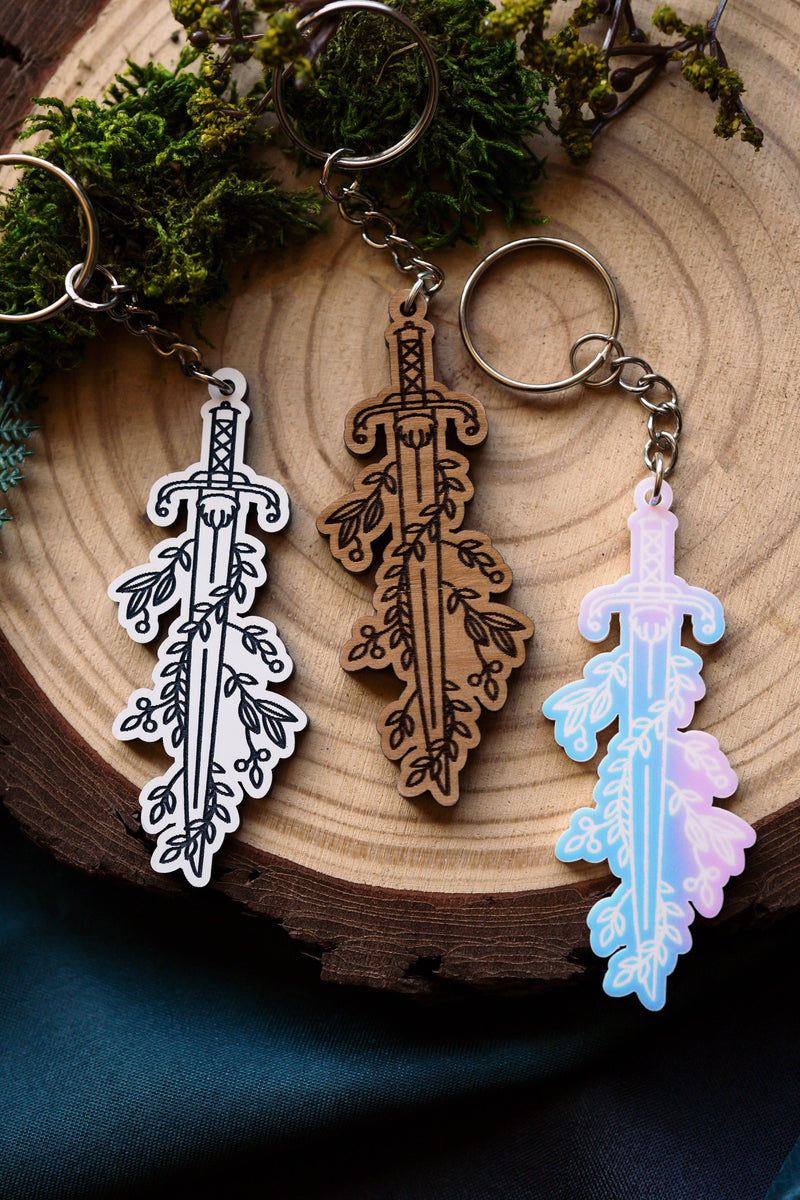 The Bookish Atelier - Ivy Sword Keychain: Wood