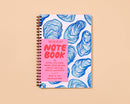 And Here We Are - Letterpress A5 Spiral Notebook—Oyster (Seafood Beach Summer)