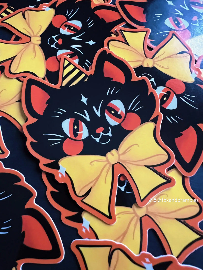 Fox and Brambles - Retro Halloween Cat Vinyl Sticker