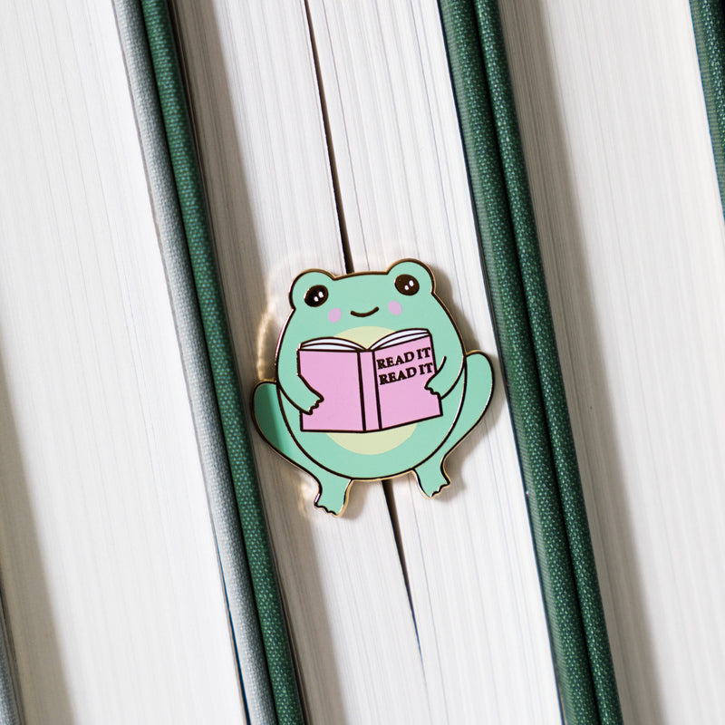 Bona Fide Bookworm - Read It Frog Enamel Pin
