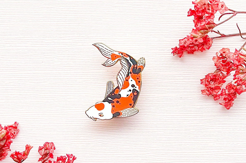 Alum and Ink - Doitsu Sanke Koi Enamel Pin: Rubber Pin Back