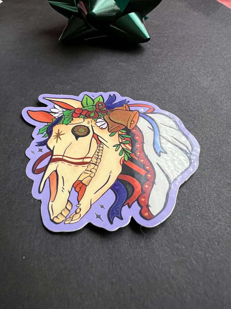 Fox and Brambles - Mari Lwyd Yule Christmas Sticker