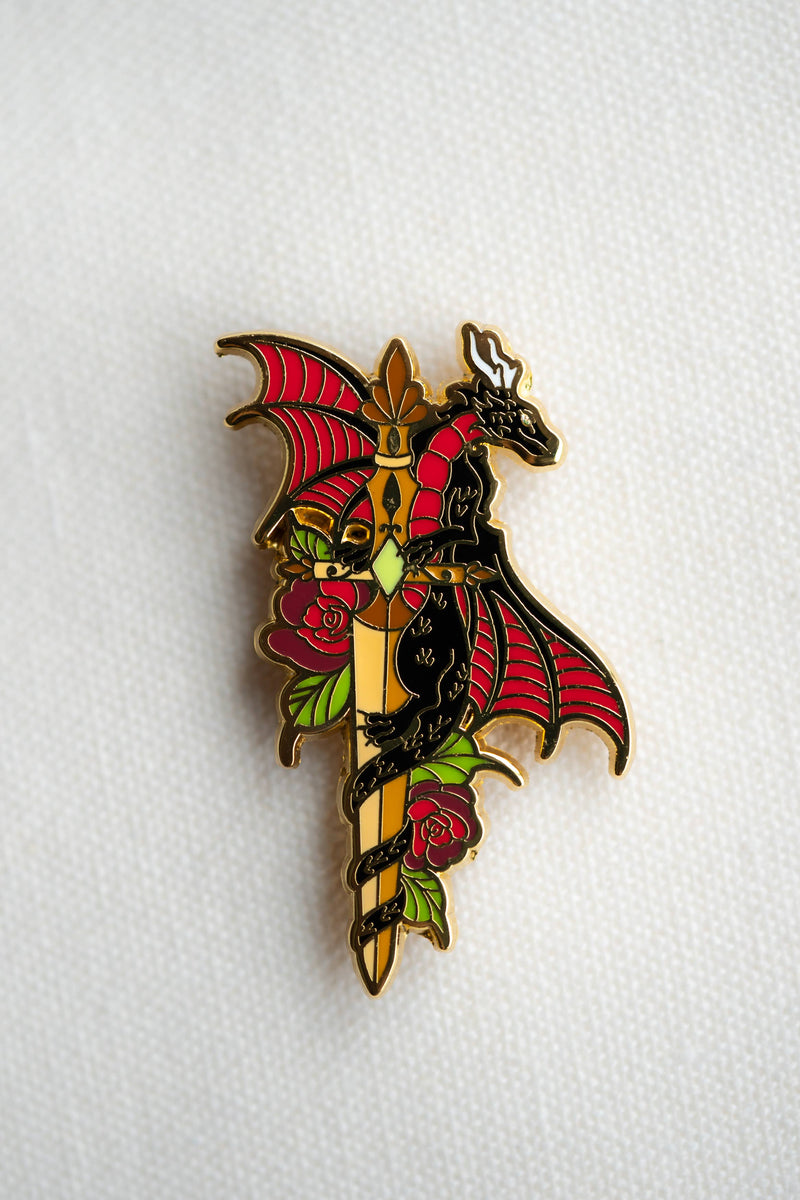 The Bookish Atelier - Dragon Sword Enamel Pin, Bookish Fantasy