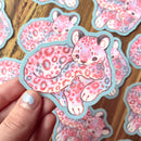 Rowan Kingsbury - Cuddly Snow Leopard Vinyl 3" Sticker