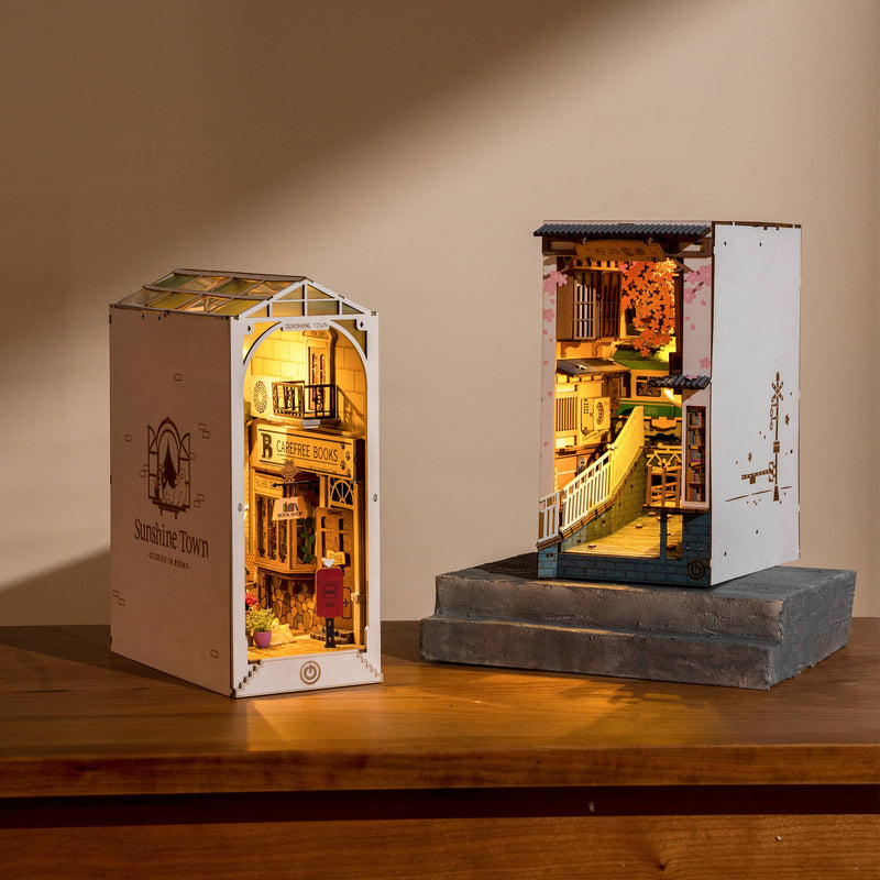 Puzzle 3D - Kit Book Nook ROBOTIME Sakura Wine Alley avec lumière LED, serre-livres à monter soi-même pour décorer une étagère - Jeux - Jouets Puzzle 3D - Kit Book Nook ROBOTIME Sakura Wine Alley avec lumière LED, serre-livres à monter soi-même pour décorer une étagère - Jeux - Jouets