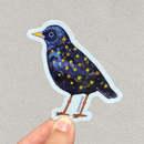 Soy Moss Art - Starling Glitter Sticker (Orange/White Background)