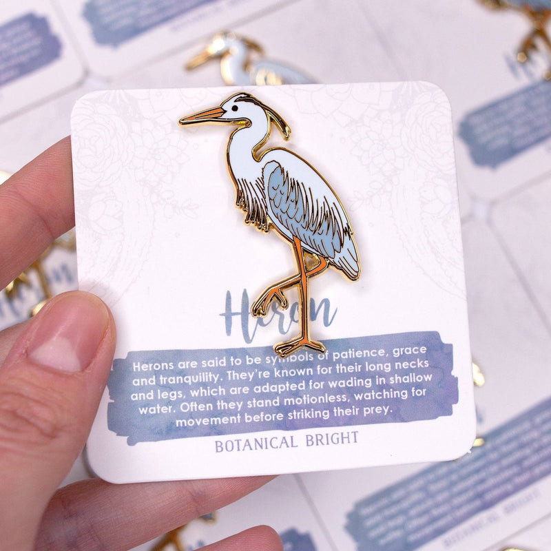 Botanical Bright - Heron Bird Enamel Pin