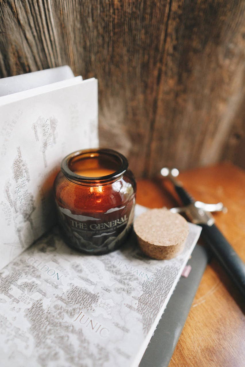 Fablewood Goods - The General | 8oz Apothecary Organic Soy | Wood Wick Candle
