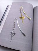 Bookish Trinkets - Fantasy sword charm metal hook bookmark: Silver Sword and Hook