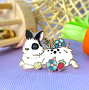 The Crowned Rabbit - Black Spotted Lionhead Bunny Enamel Pin