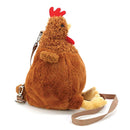 COMECO INC - BROWN FURRY HEN CROSS BODY BAG