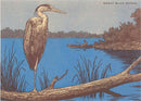 Found Image Press - Postcard WD-23 Great Blue Heron Perched on Log