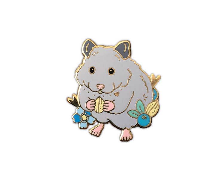 The Crowned Rabbit - Grey Hamster Enamel Pin