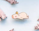 Alum and Ink - Curly the Capybara Lying Down Enamel Pin