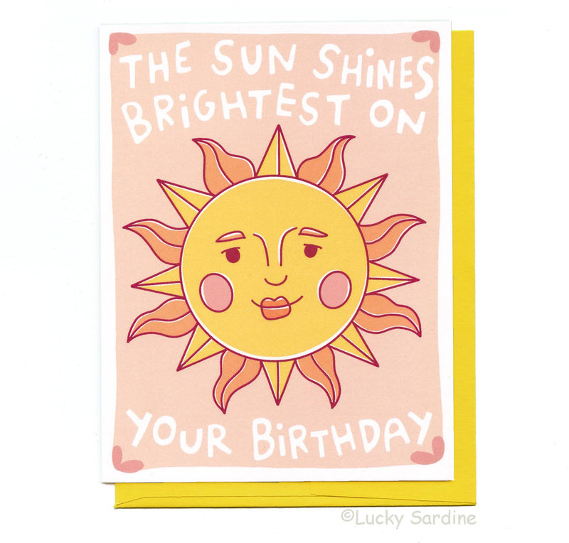 Lucky Sardine - Celestial Sun Birthday, Retro Vintage 70s 80s Sunshine Card