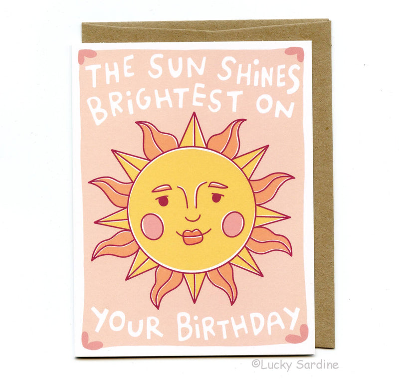 Lucky Sardine - Celestial Sun Birthday, Retro Vintage 70s 80s Sunshine Card