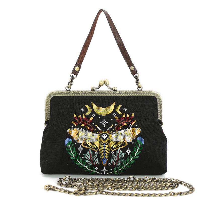 COMECO INC - Skull Head Moth Vintage Kisslock Bag