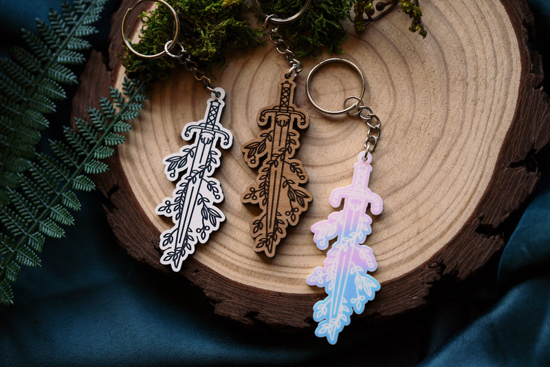 The Bookish Atelier - Ivy Sword Keychain: Wood