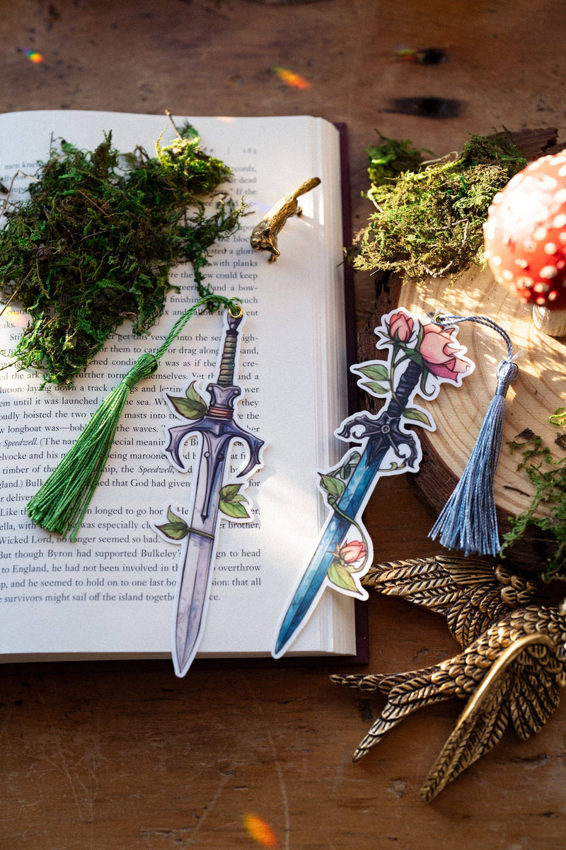 The Bookish Atelier - Floral and Ivy Sword Bookmarks: Rose Sword