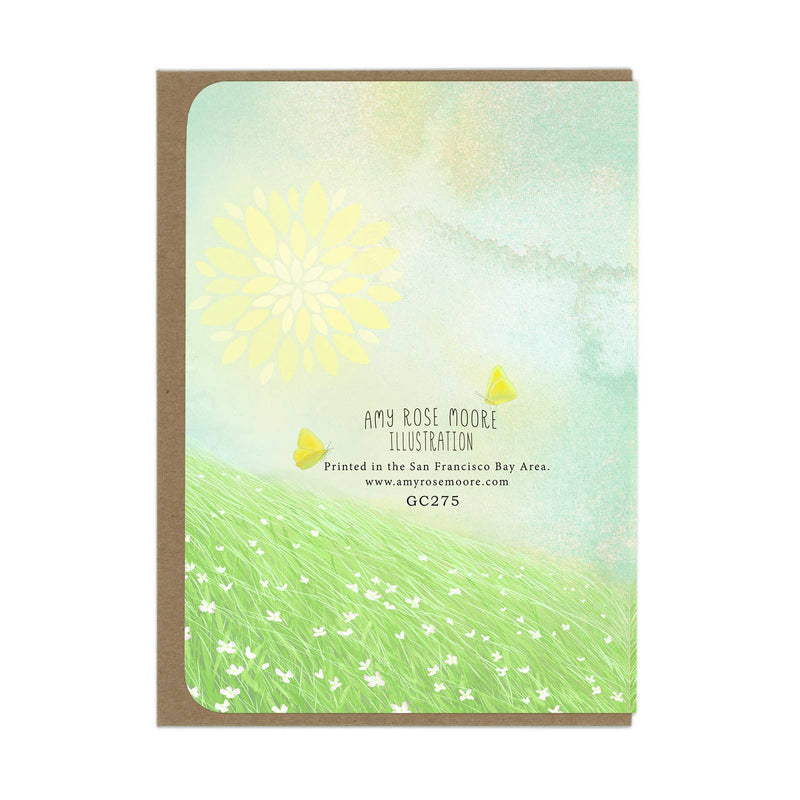 Amy Rose Moore Illustration - Baby Bunny and Field of Flowers - Blank Card 