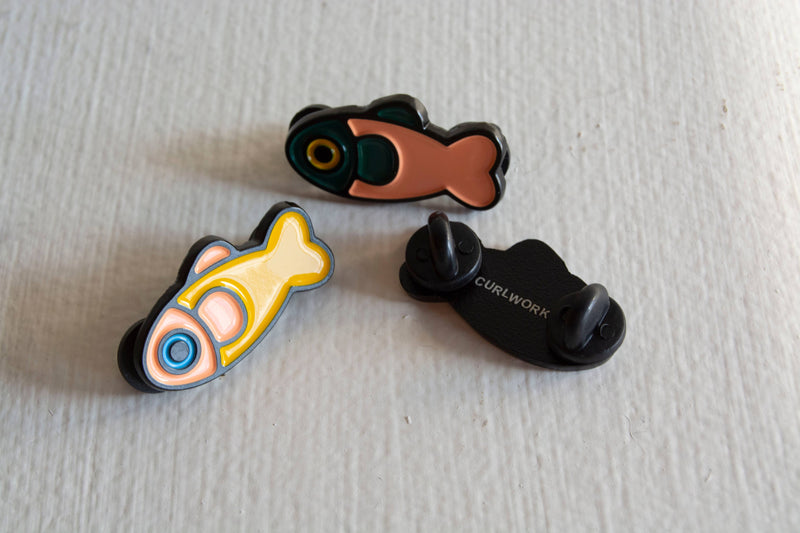 Curlworks - Fish Pin - Coral / Dark Green