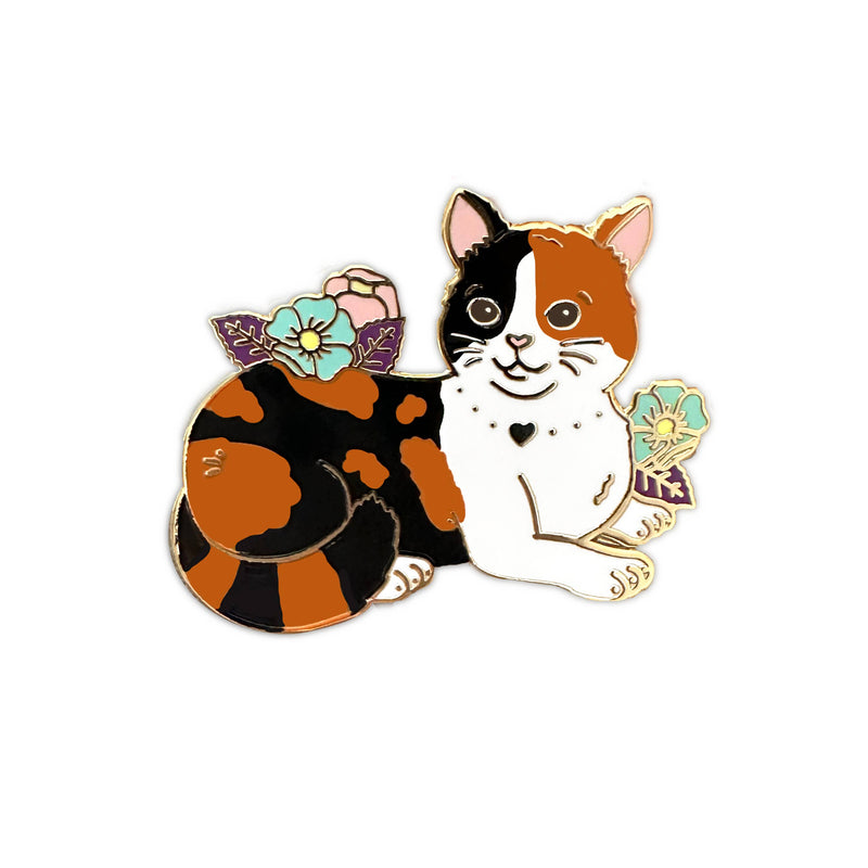 The Crowned Rabbit - Calico Cat Enamel Pin