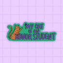 2Birds1Pencil - My Cat is an Honor Student Vinyl Sticker
