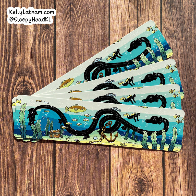 Kelly Latham Art - Sea Monster Ocean Myth Bookmark Bookstore Reading Cute Sea