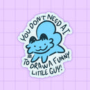 2Birds1Pencil - Anti-AI Art Bembo Blue Cat Vinyl Sticker