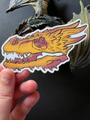 Fox and Brambles - Gold Dragon Skull Vinyl Sticker