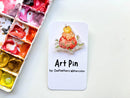 Owlfeathers Watercolor - Pumpkin Stack Pin – Fall Harvest Whimsical Art
