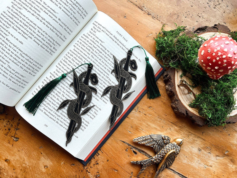 The Bookish Atelier - Serpent's Blade Faux Leather Bookmark